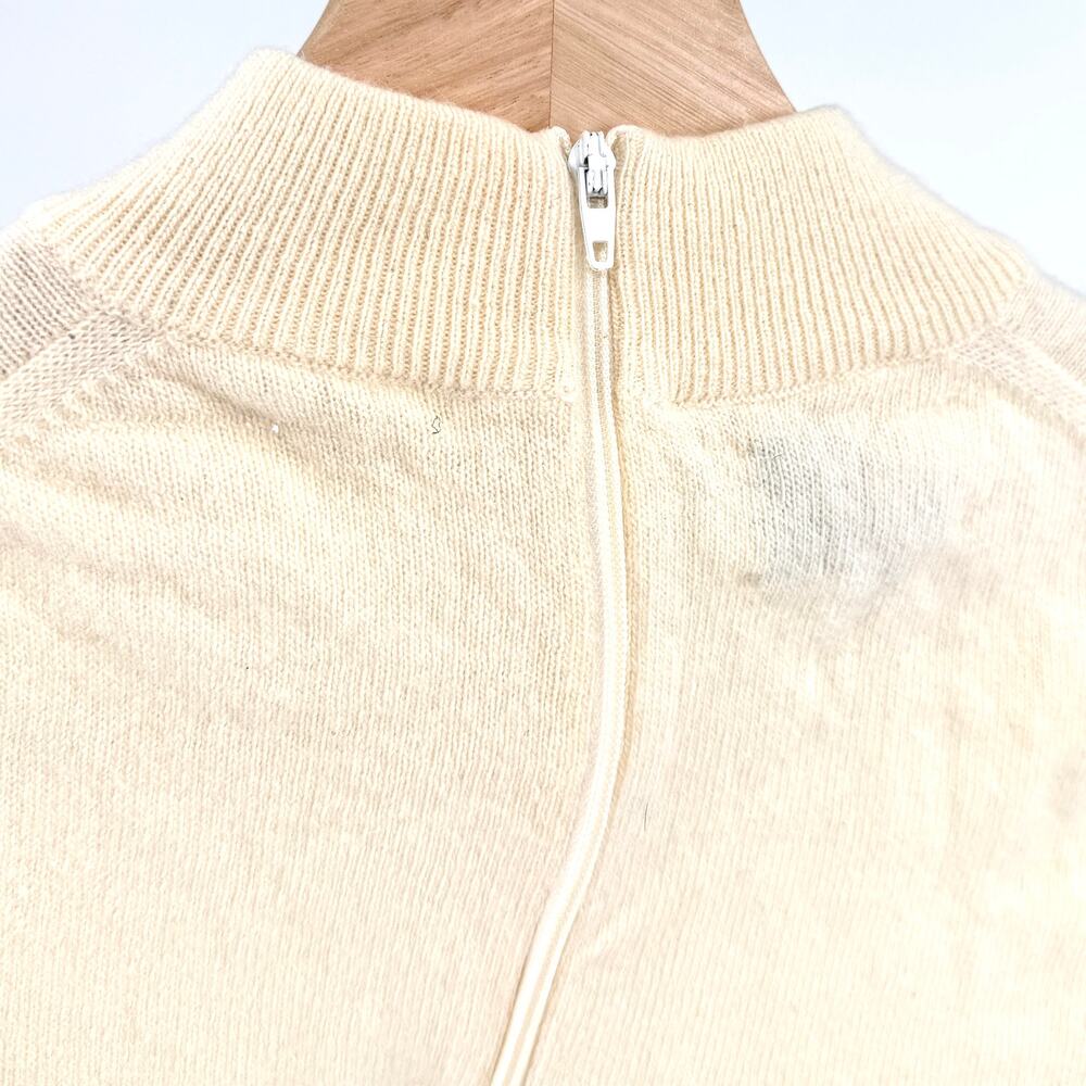 Vintage 70s Pringle of Scotland Cream 100% Cashmere Mock Neck Zip Back Sweater - Picture 3 of 7